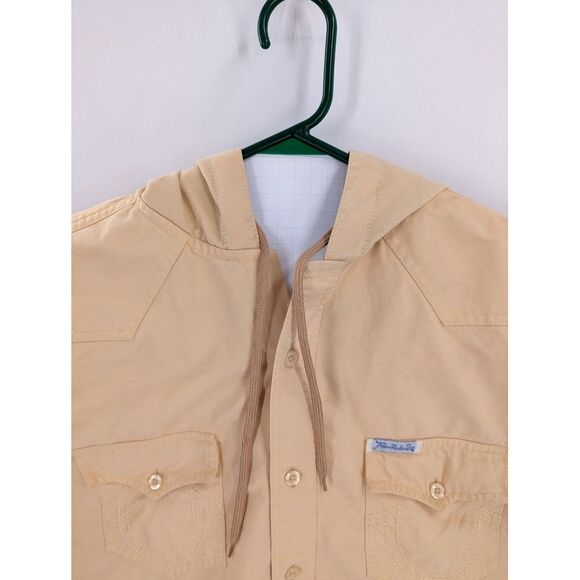 True Religion Men's Western Button Up Hooded Canvas Shirt, Embroidered, 2XL Logo - Picture 8 of 16